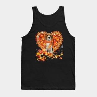 Beagle Fall Heart Leaves Autumn Is Coming Tank Top